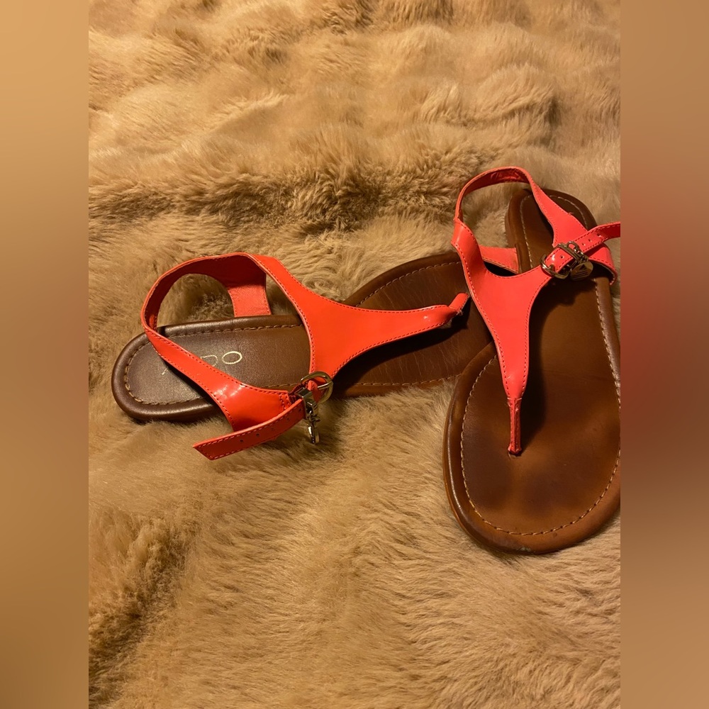 ALDO - Orange Leather Sandals. Sz. 8.5